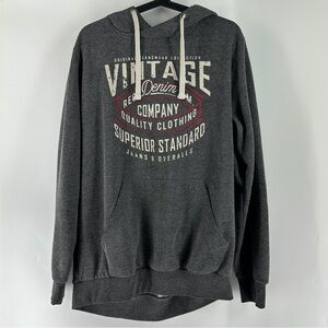 Vintage Denim Graphic Hoodie - Charcoal
